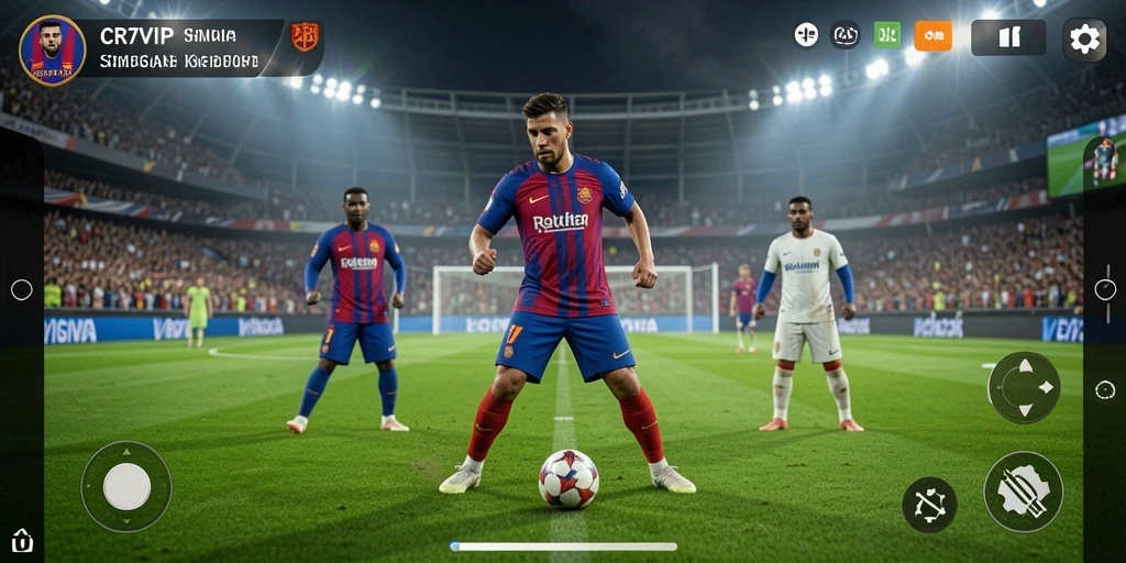 Tampilan menawan dalam gameplay CR7VIP yang menampilkan simulasi sepak bola.