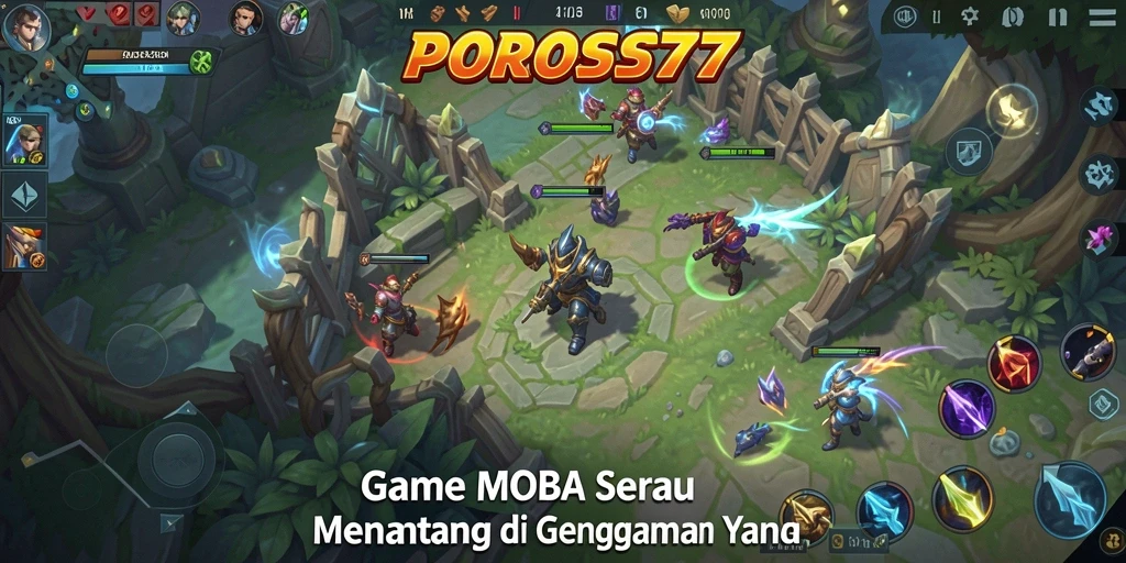 Tampilan seru pertarungan strategis dalam game MOBA.