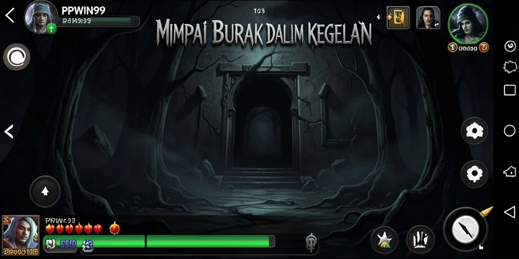 Screenshot dari gameplay menegangkan PPWIN99 di lingkungan kegelapan.