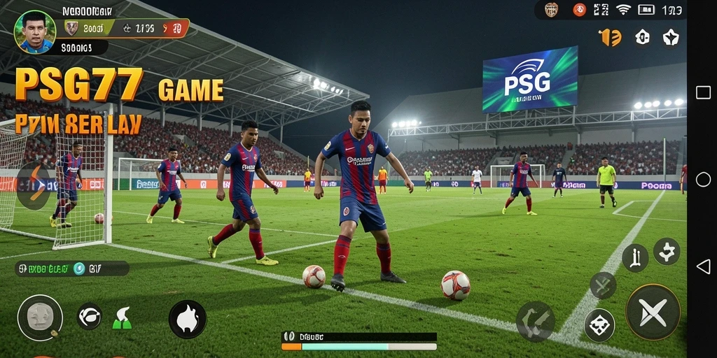 Gameplay nyata yang menampilkan aksi sepak bola seru.