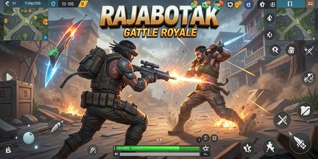Tampilan seru dari gameplay RAJABOTAK yang penuh aksi Battle Royale.