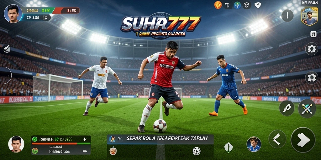 Tampilan utama gameplay <strong>Suhu777</strong> yang menampilkan aksi sepak bola seru.