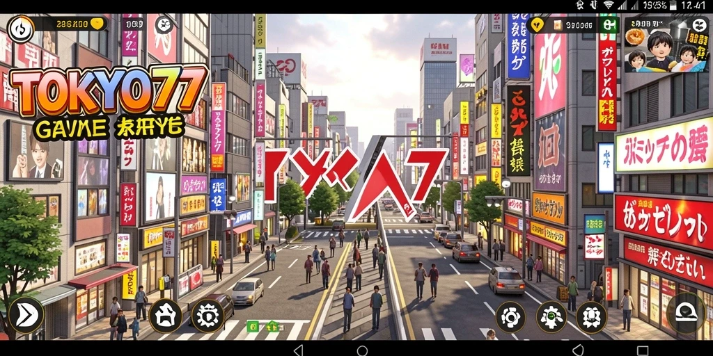 Tampilan gameplay TOKYO77 yang menakjubkan dan penuh warna.