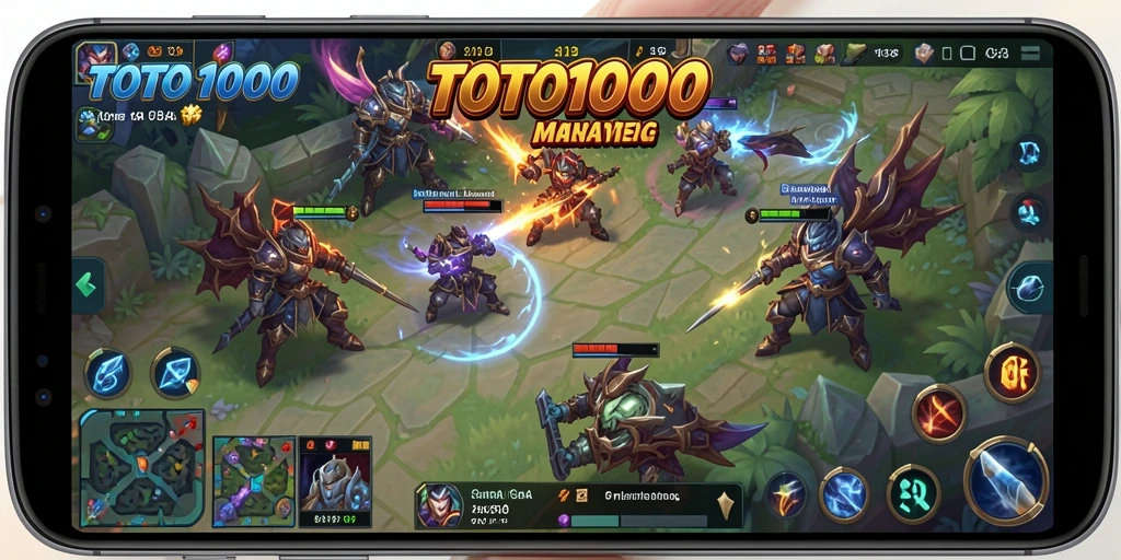 Screenshot permainan TOTO1000 yang menampilkan aksi seru dalam pertempuran MOBA.