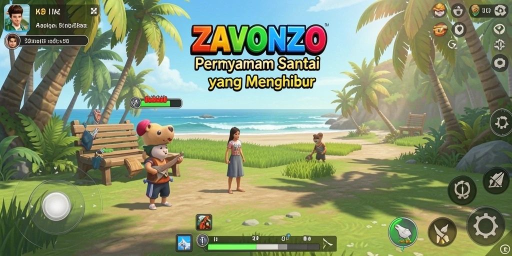Tangkapan layar gameplay ZAVONZO yang menarik dan penuh warna.